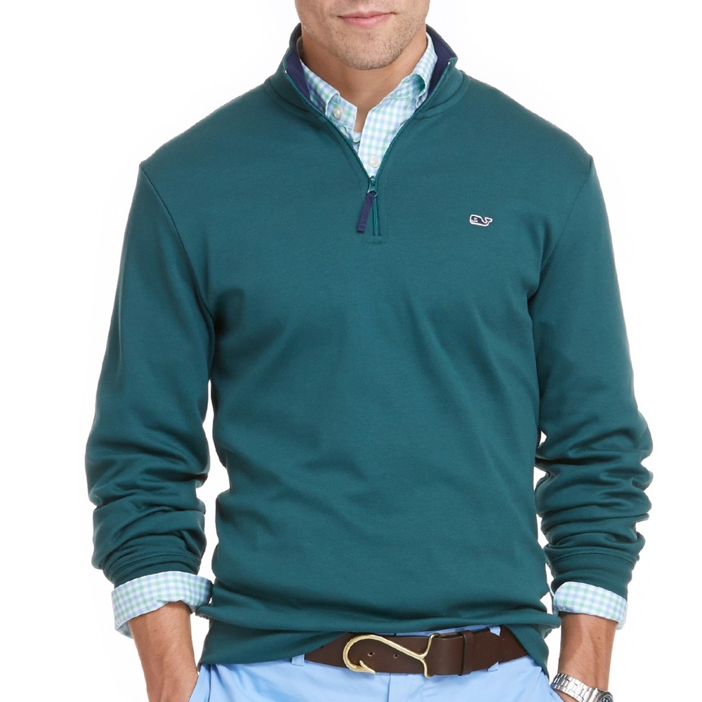 NWOT VINEYARD VINES Green Whale Jersey 1/4 Zip